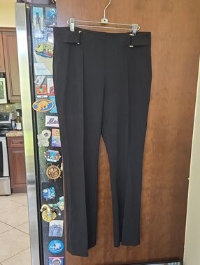 High-Rise Black Straight-Leg Dress Pants